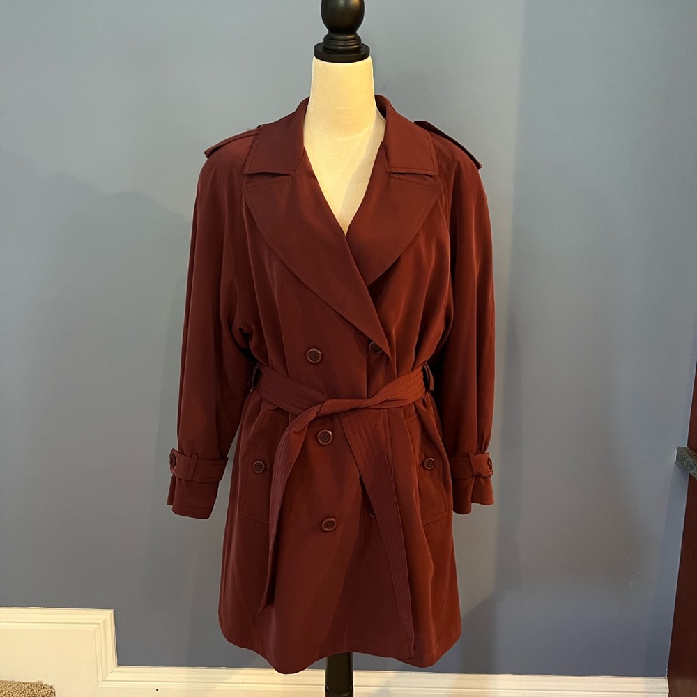 Size Small Maroon Color Trench Coat with Removable Lining by Utex.